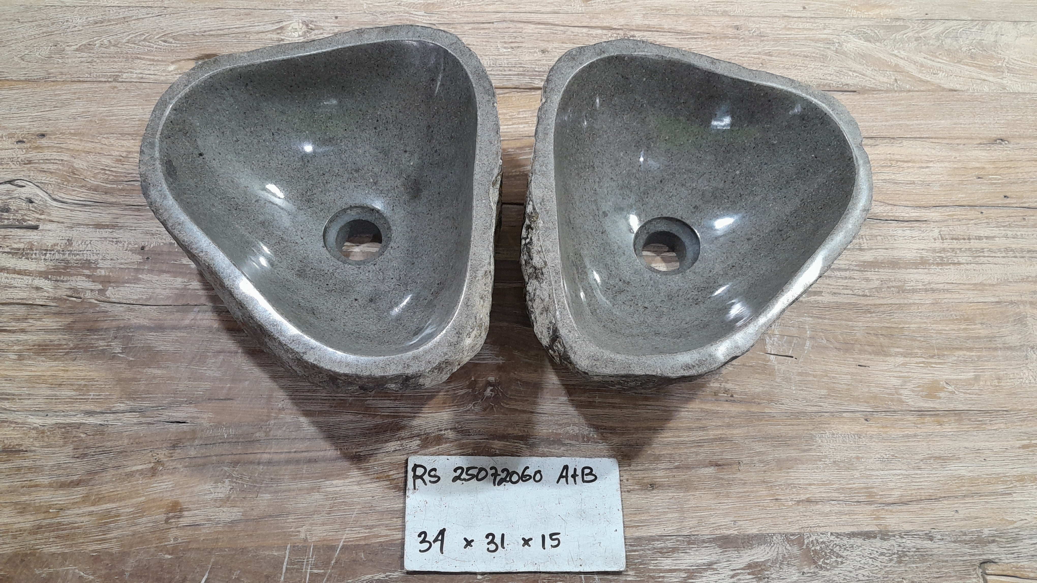 Handmade Natural Oval River Stone  Bathroom Basin TWIN SETS A & B RS 25072060