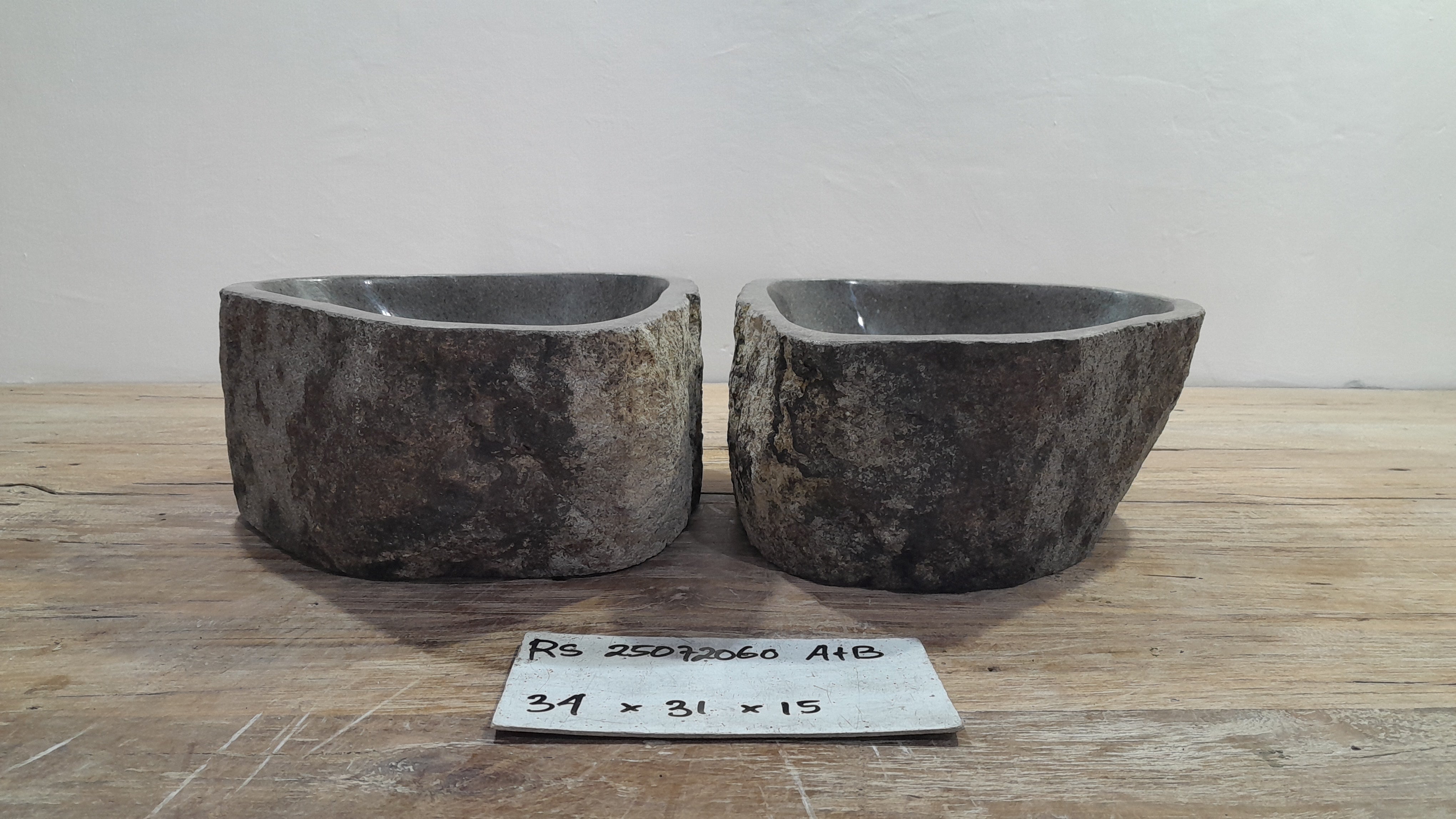 Handmade Natural Oval River Stone  Bathroom Basin TWIN SETS A & B RS 25072060