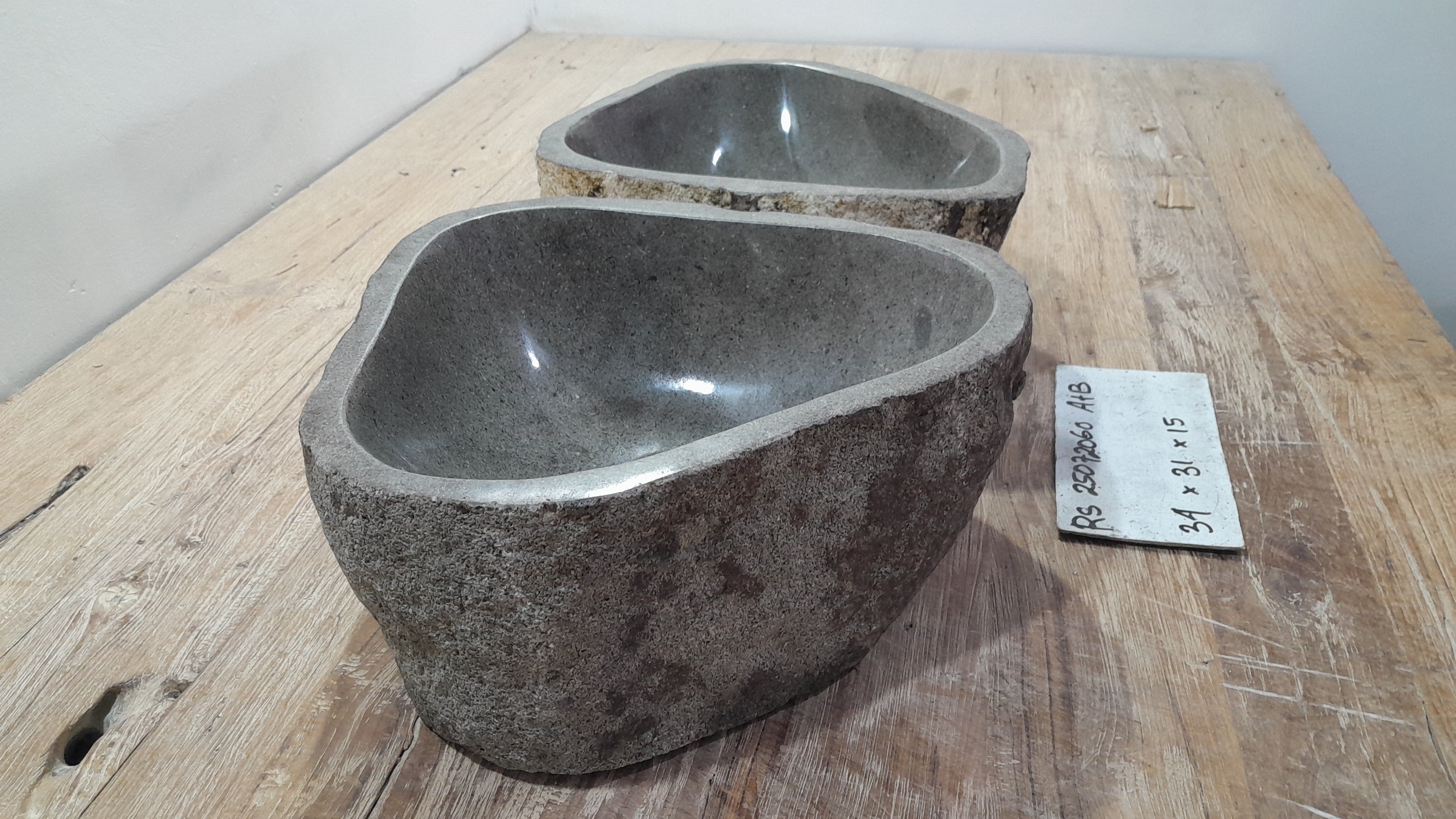 Handmade Natural Oval River Stone  Bathroom Basin TWIN SETS A & B RS 25072060