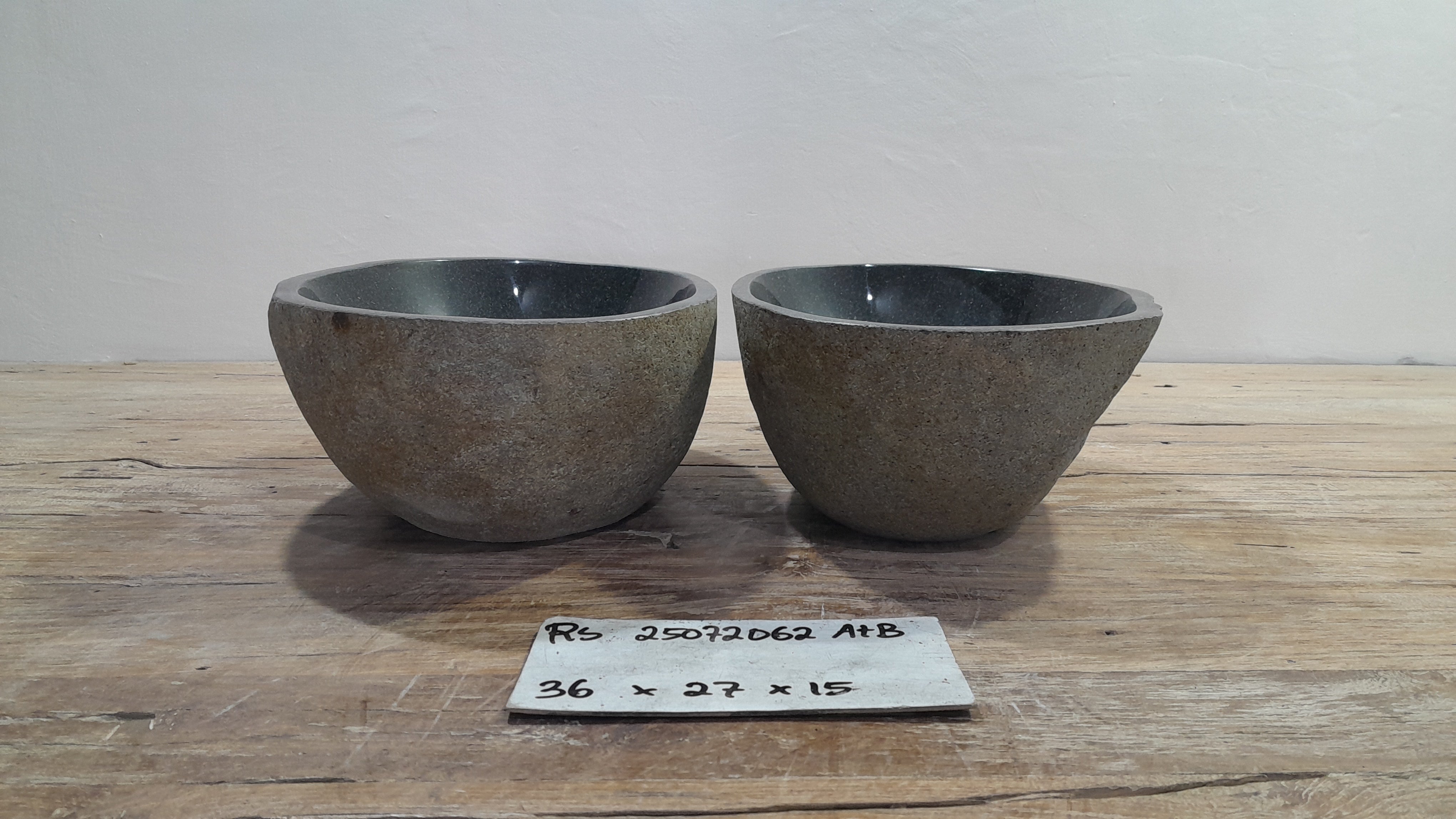 Handmade Natural Oval River Stone  Bathroom Basin TWIN SETS A & B RS 25072062