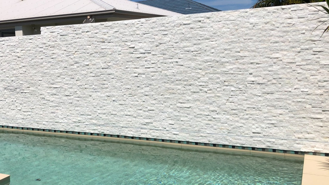 Natural Stacked Stone Wall Cladding Panels - Crystal White