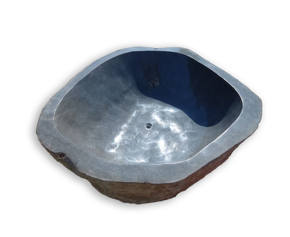 Hand Chiseled Double Size Riverstone Bath - 166 x 169 x 52 cm