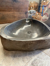 Handmade Natural Oval River Stone Bathroom Basin - RXXL 231005