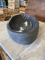 Handmade Natural Oval River Stone Bathroom Basin - RXXL 231012