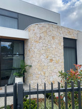 Natural Stone Wall Cladding Free Form - Loose Stone - White Brown Mix Rustic Sandstone Random