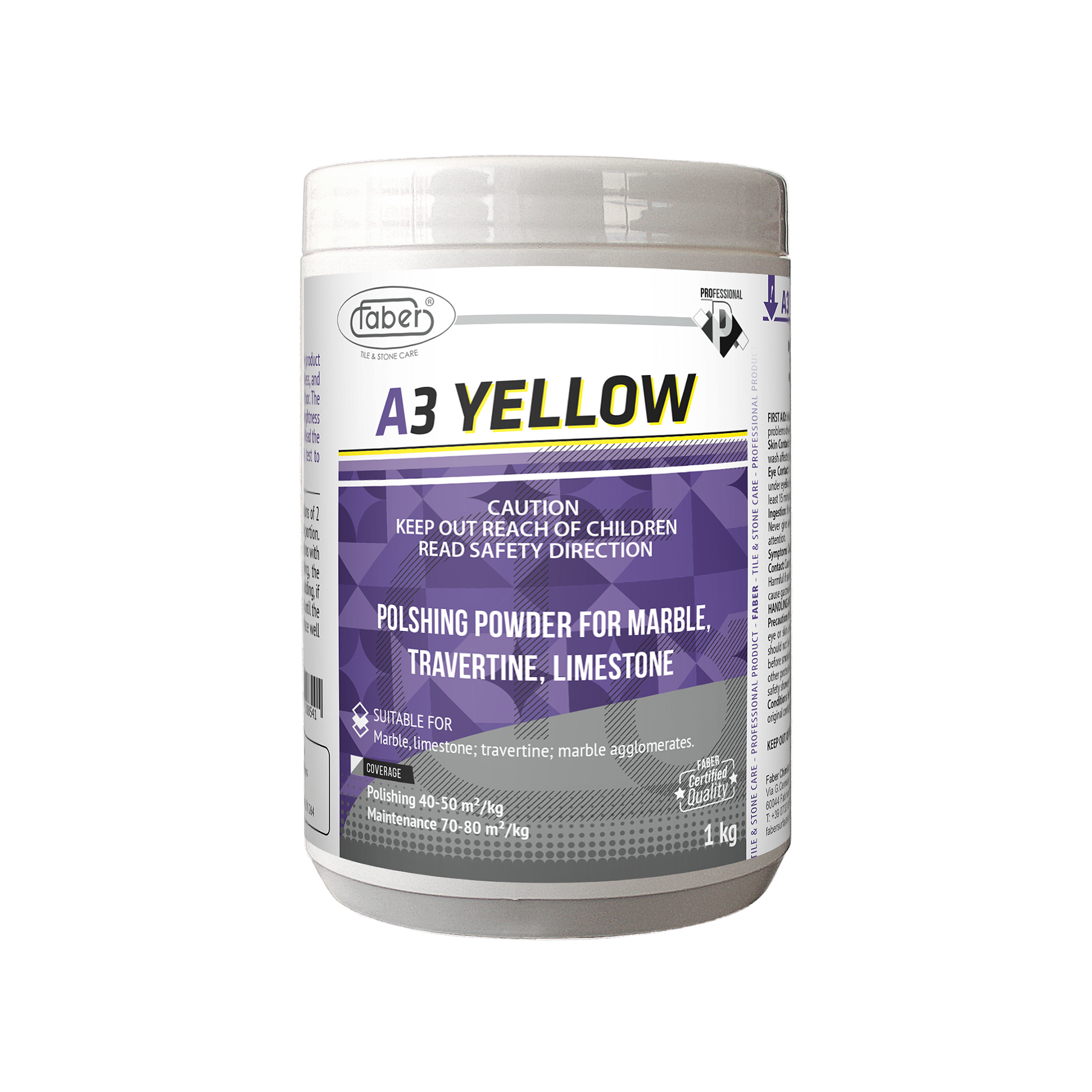 Faber A3 Yellow High-Brightness Marble Polishing Powder – Professional Grade Finish for Marble & Limestone