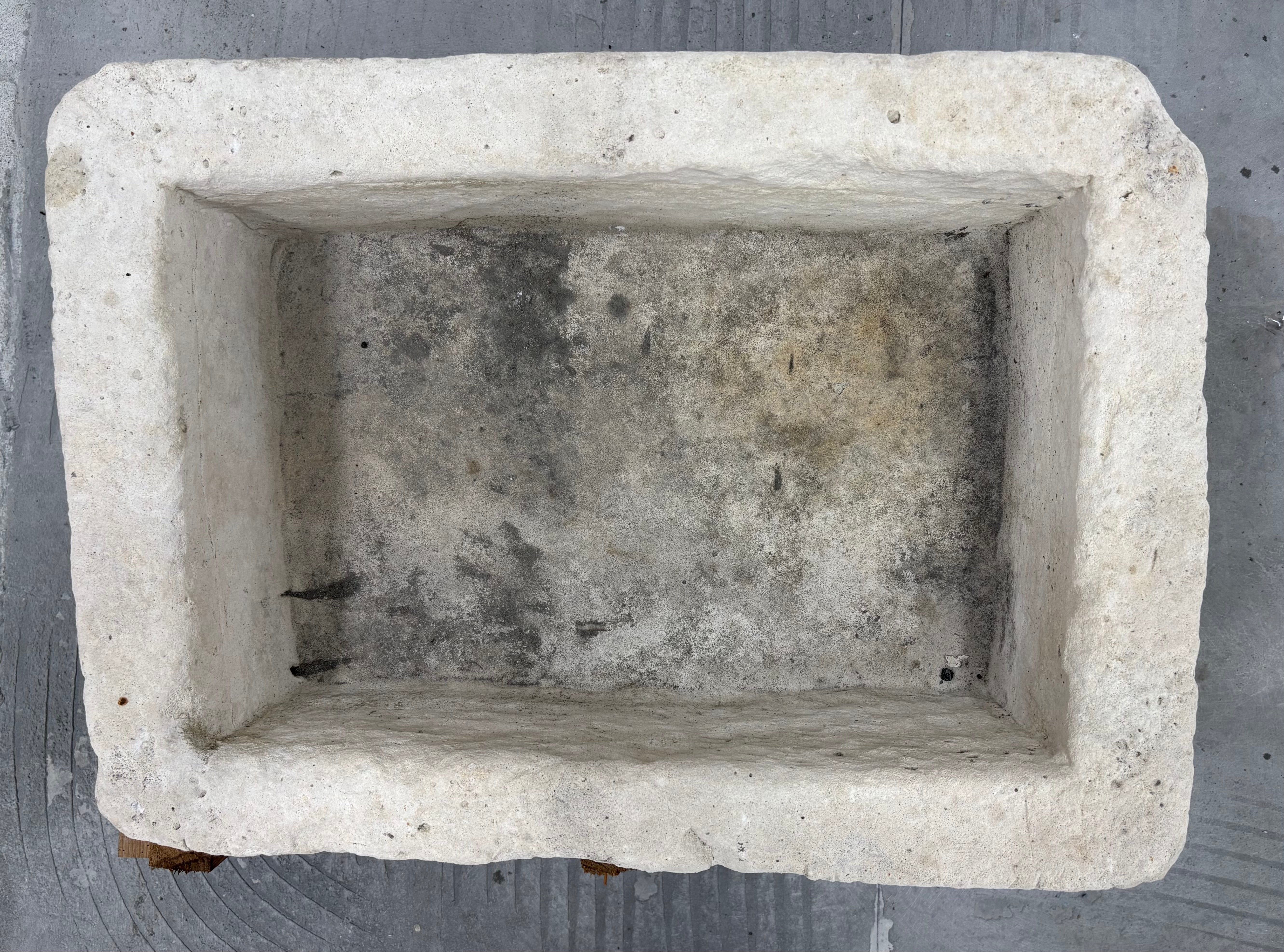 Hand Chiselled Limestone Planter Pot - 240923 - 65x47x29cm