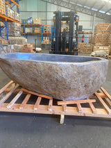 Hand Chiseled Double Size Riverstone Bath - 166 x 169 x 52 cm