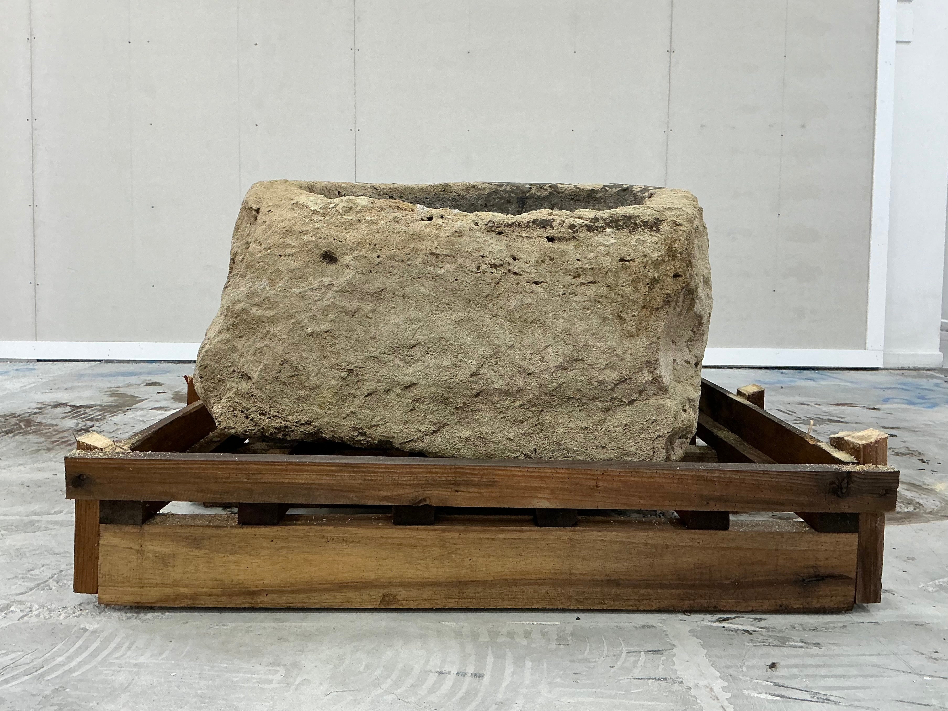 Hand Chiselled Limestone Planter Pot - 240902 - 86x86x47cm