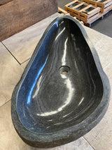 Handmade Natural Oval River Stone Bathroom Basin - RXXL 231013