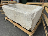 Hand Chiseled Limestone Plantar Box - 109 x 55 x 39 cm