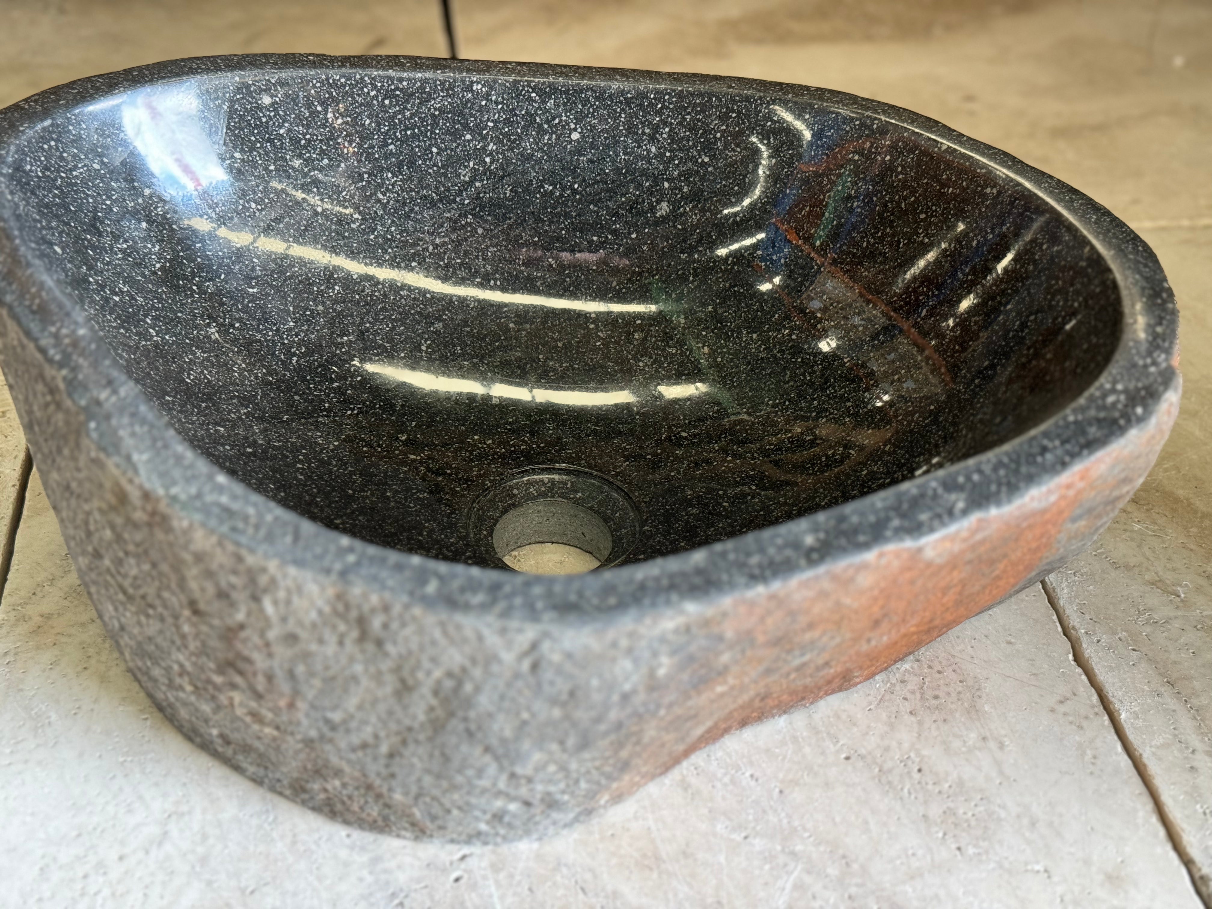 Handmade Natural Oval River Stone Bathroom Basin - RM2306032