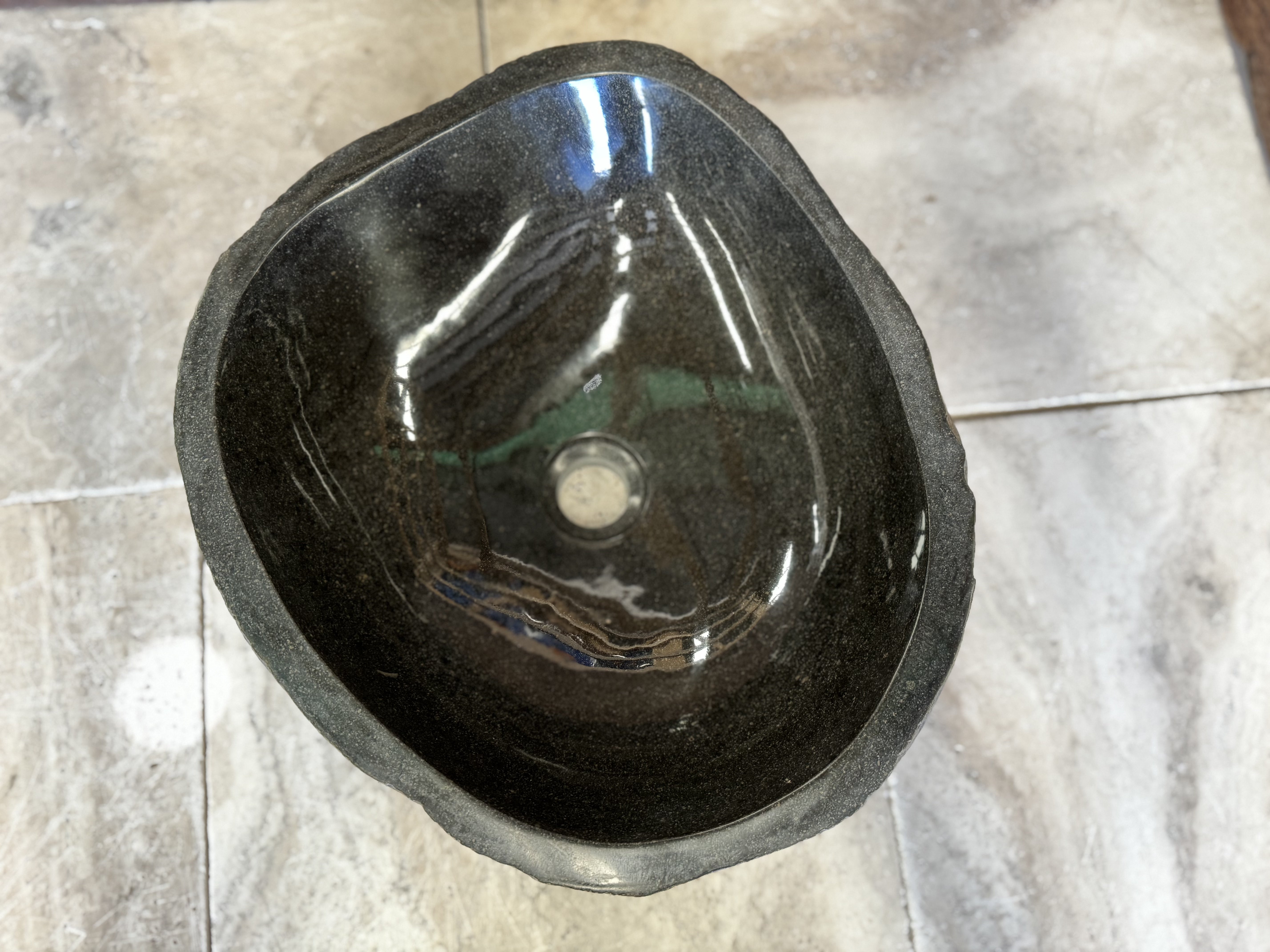 Handmade Natural Oval River Stone Bathroom Basin - RM2306136