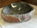 Handmade Natural Oval River Stone Bathroom Basin - RS2306023