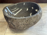 Handmade Natural Oval River Stone Bathroom Basin - RM2306010