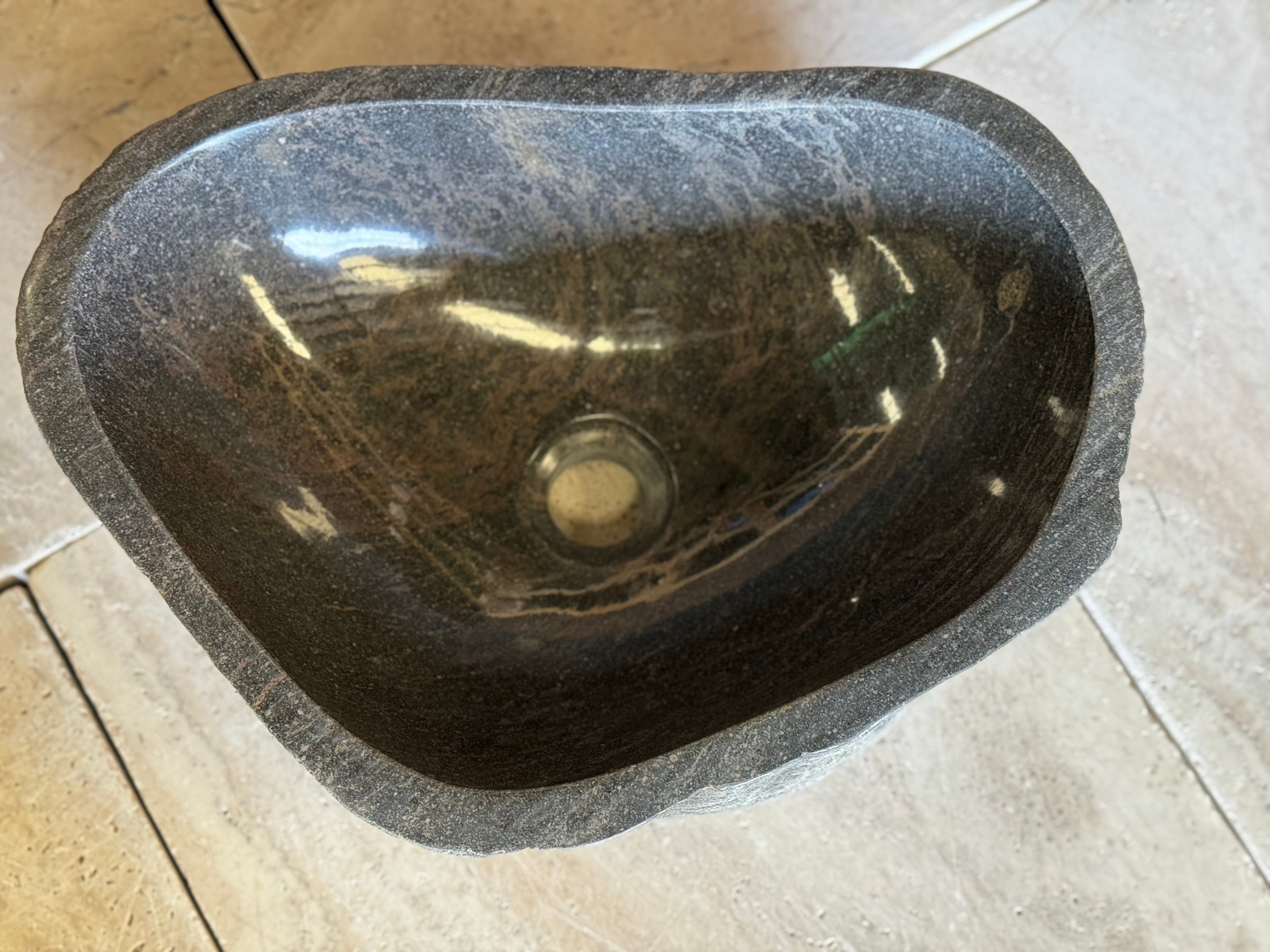 Handmade Natural Oval River Stone Bathroom Basin - RM2306163