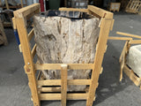 Hand Chiseled Petrified Wood Pedestal Basin - 01