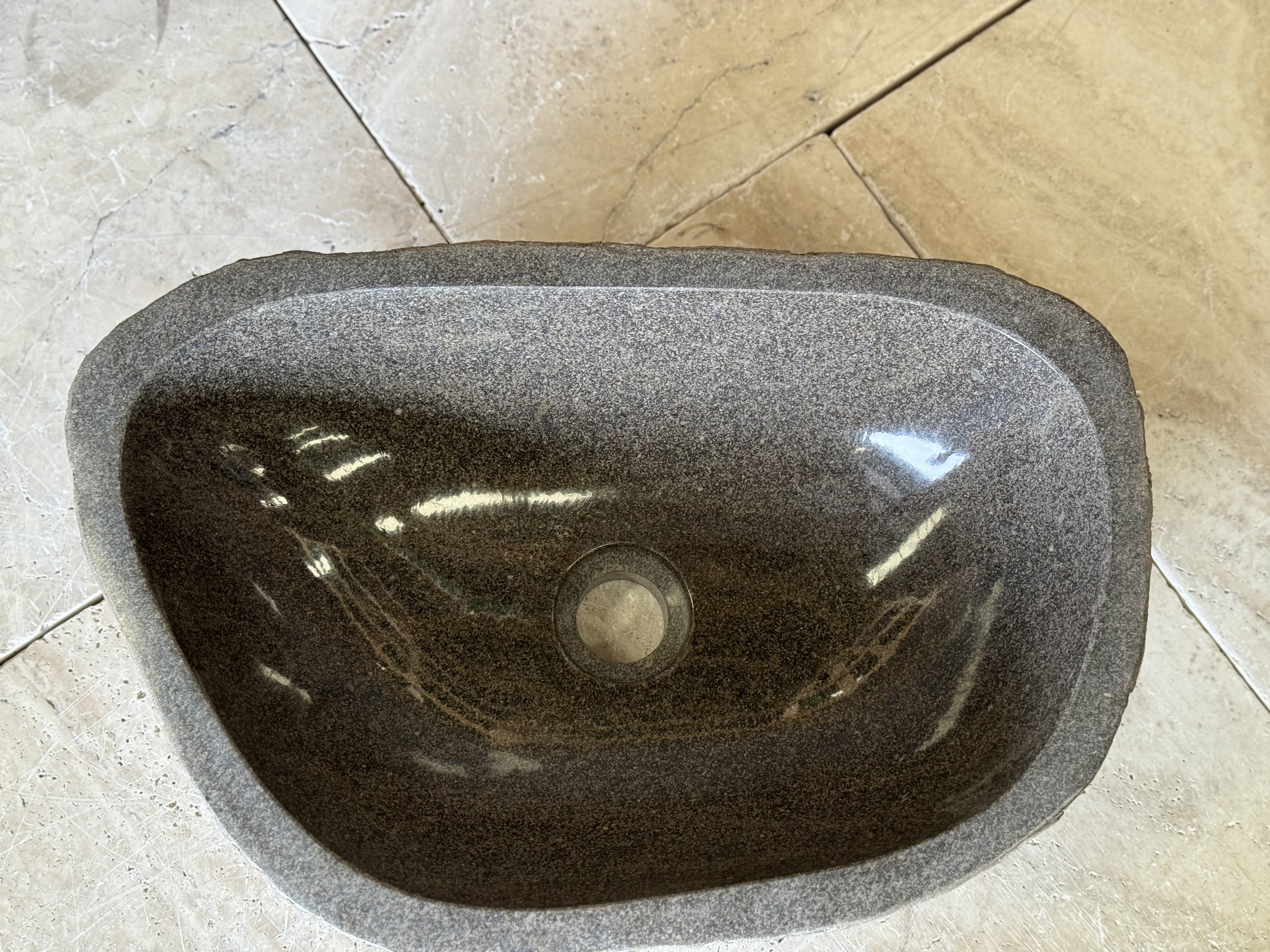 Handmade Natural Oval River Stone Bathroom Basin - RM2306143