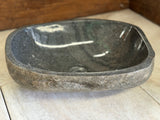 Handmade Natural Oval River Stone Bathroom Basin - RM2306011