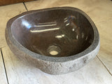 Handmade Natural Oval River Stone Bathroom Basin - RS2306056