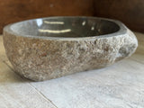 Handmade Natural Oval River Stone Bathroom Basin - RS2306058