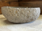 Handmade Natural Oval River Stone Bathroom Basin - RS2306053