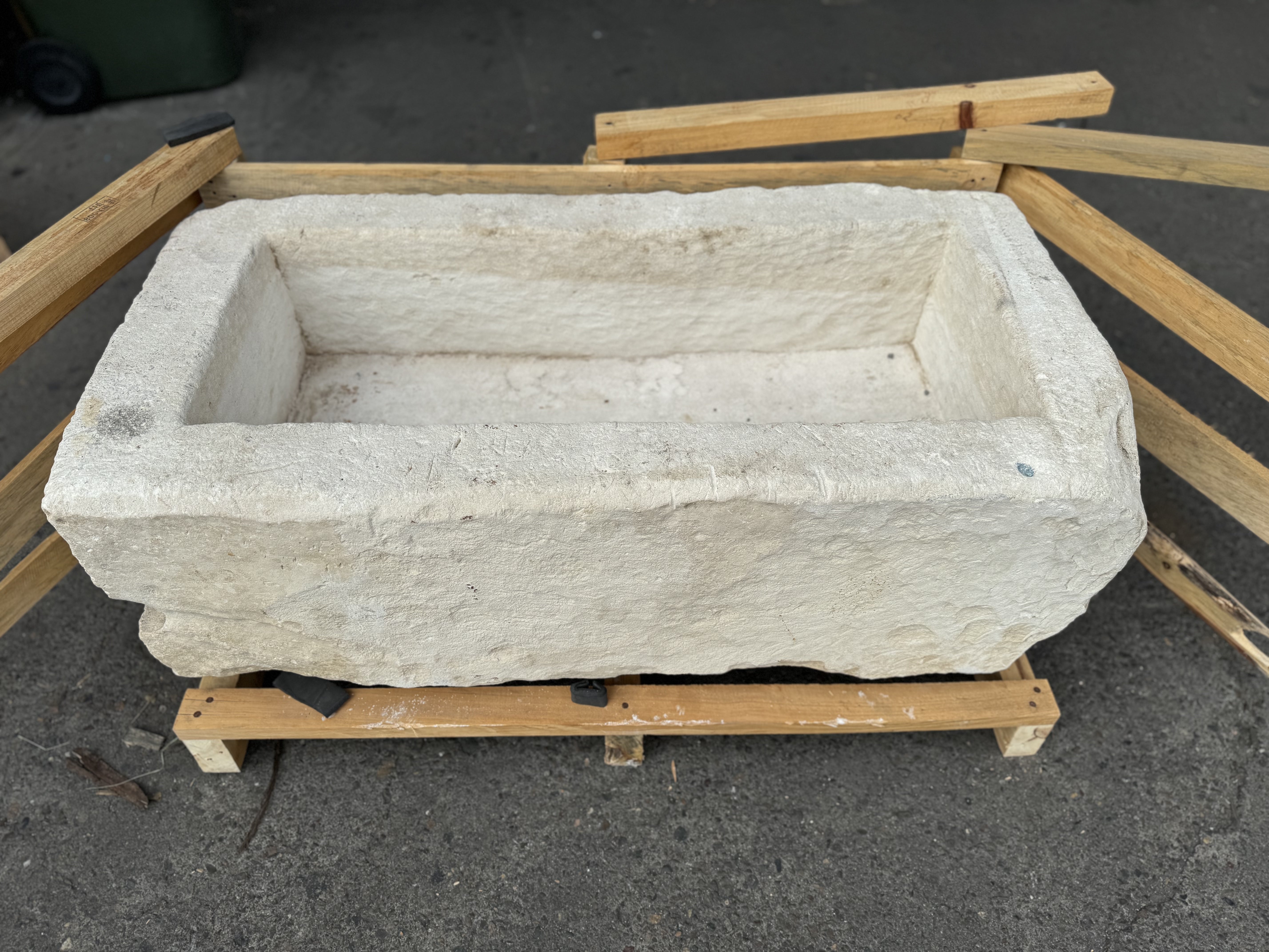 Hand Chiseled Limestone Plantar Box - 109 x 55 x 39 cm