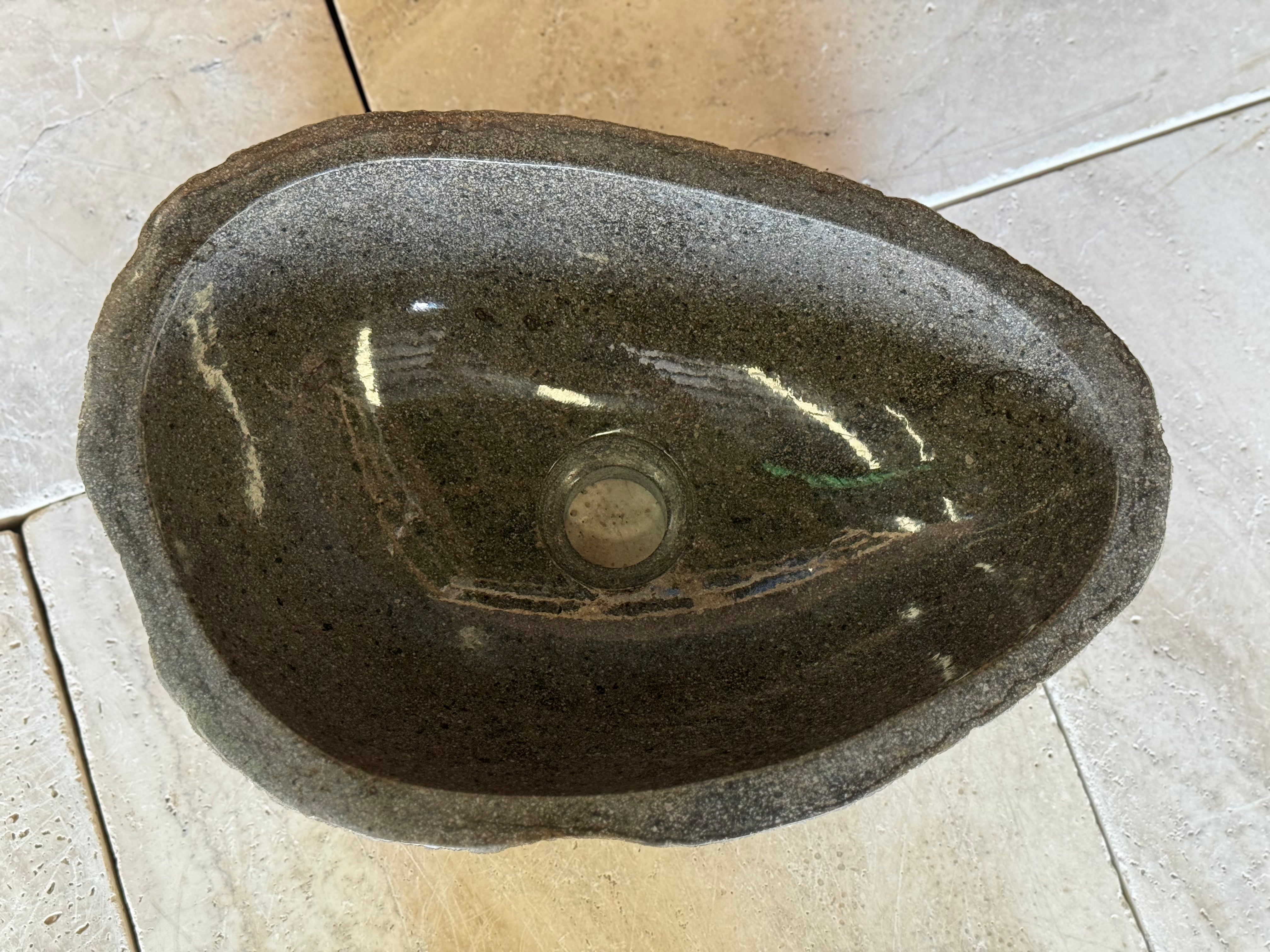 Handmade Natural Oval River Stone Bathroom Basin - RM2306098