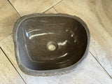 Handmade Natural Oval River Stone Bathroom Basin - RS2306053