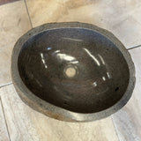 Handmade Natural Oval River Stone Bathroom Basin - RM2306114