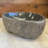 Handmade Natural Oval River Stone Bathroom Basin - RS2306098