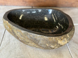Handmade Natural Oval River Stone Bathroom Basin - RM2306115