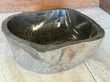 Handmade Natural Oval River Stone Bathroom Basin - RS2306092