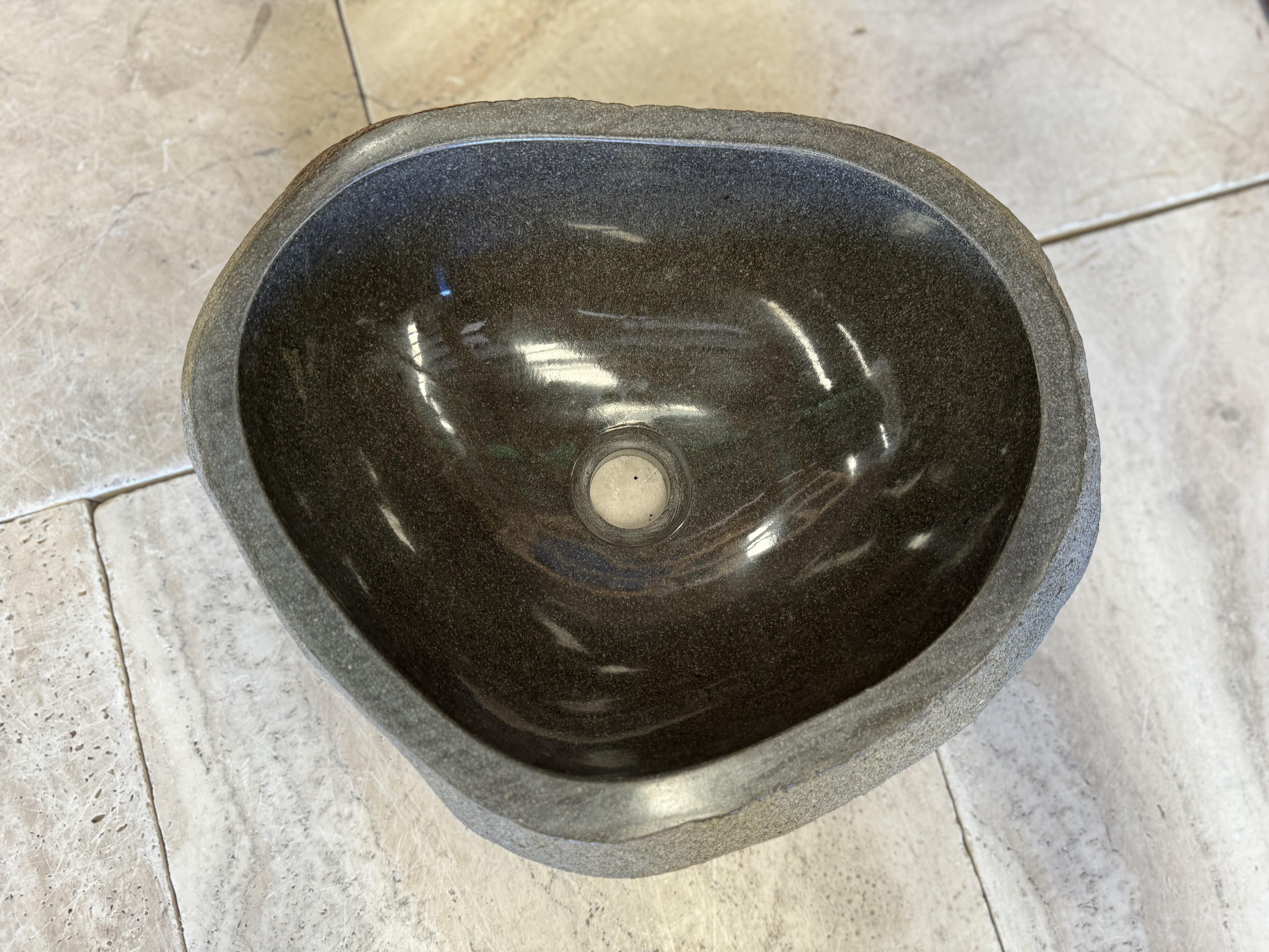 Handmade Natural Oval River Stone Bathroom Basin - RS2306070