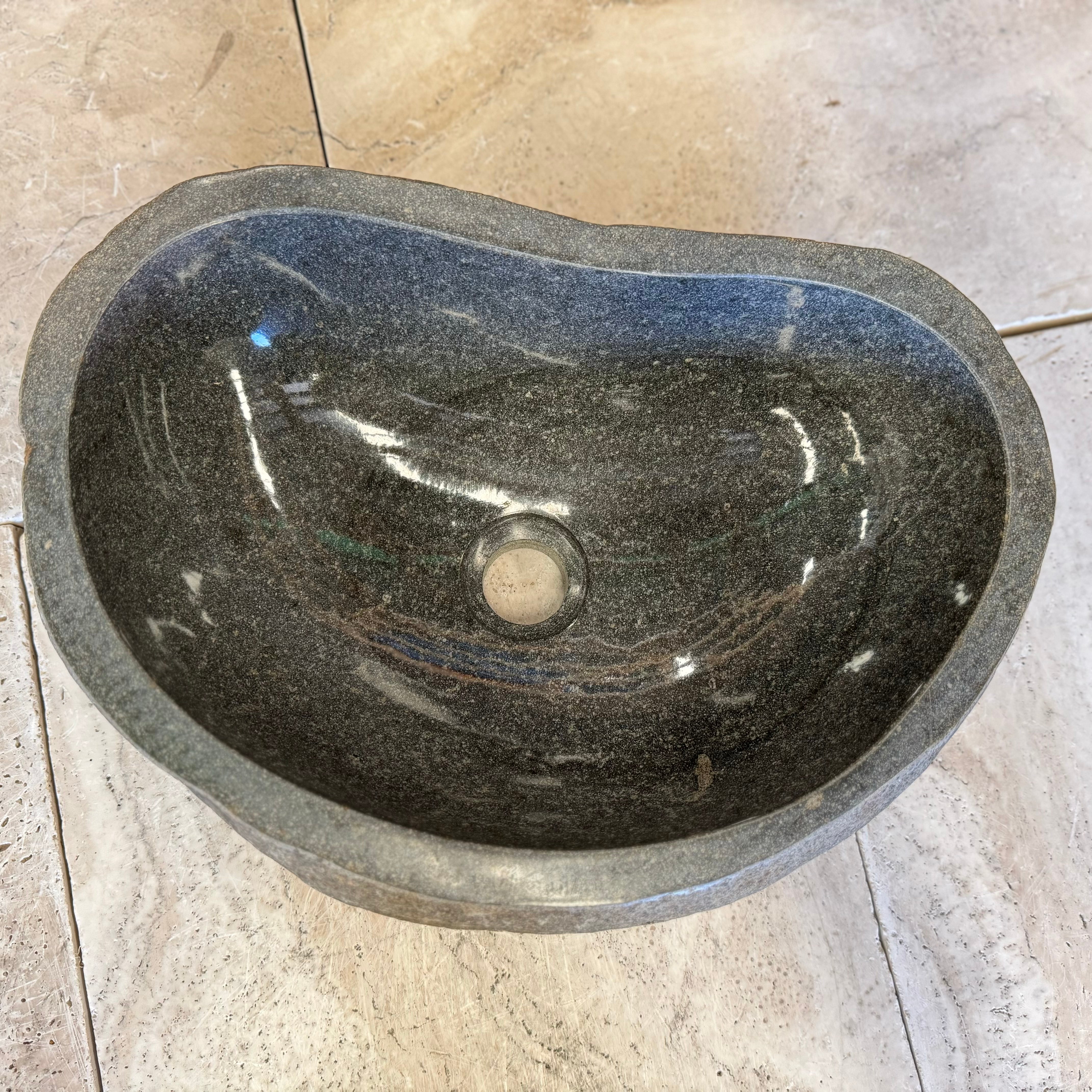 Handmade Natural Oval River Stone Bathroom Basin - RM2306104
