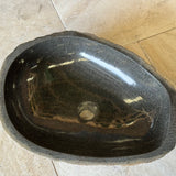 Handmade Natural Oval River Stone Bathroom Basin - RM2306125