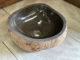 Handmade Natural Oval River Stone Bathroom Basin - RS2306050