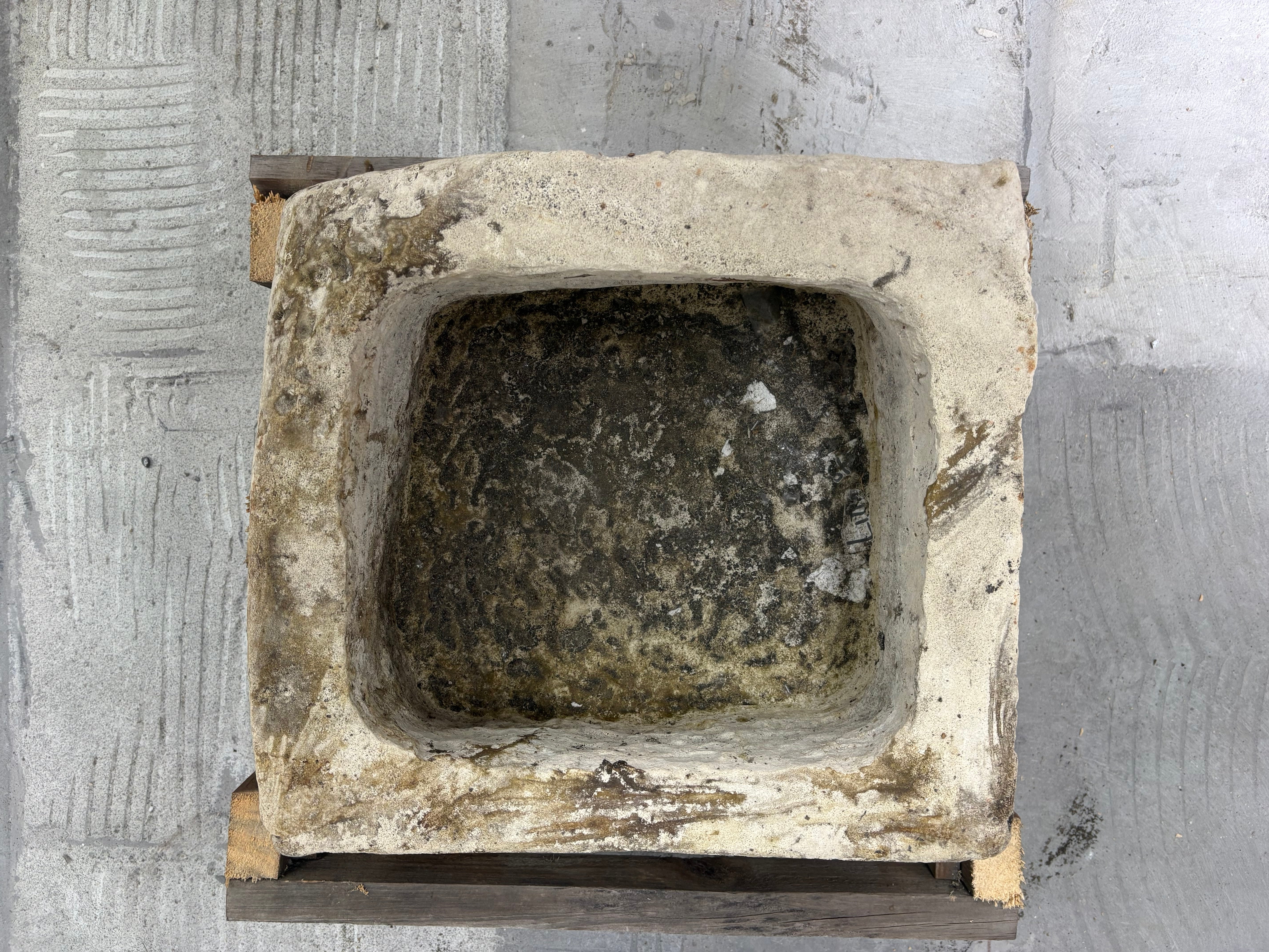 Hand Chiselled Limestone Planter Pot - 250002 - 40x36x25cm
