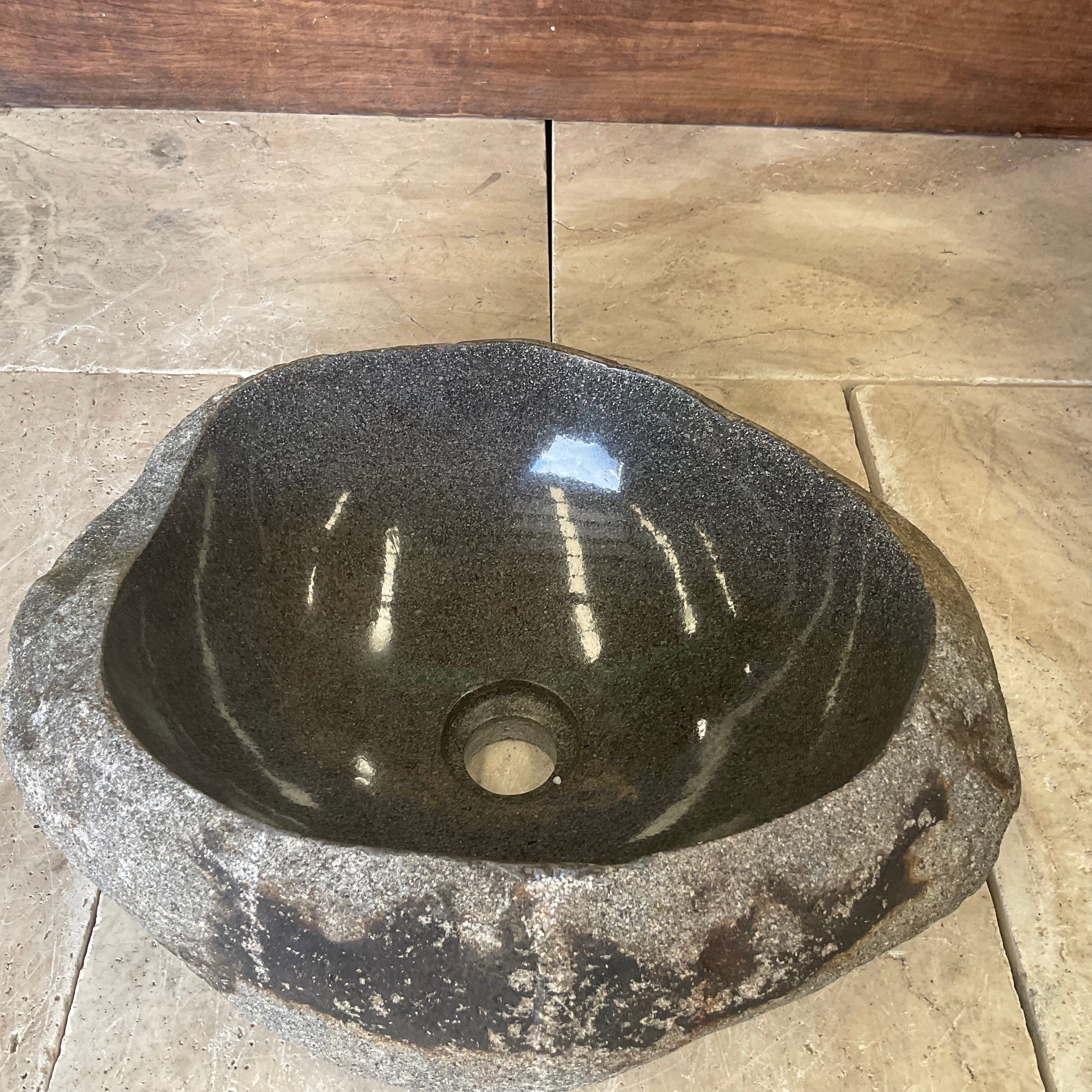 Handmade Natural Oval River Stone  Bathroom Basin  RVS2310092