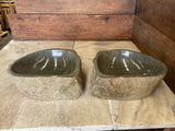 Handmade Natural Oval River Stone Bathroom Basin - Twin Set RS 2309004