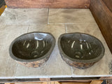 Handmade Natural Oval River Stone Bathroom Basin - Twin Set RM 2309010