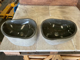 Handmade Natural Oval River Stone Bathroom Basin - Twin Set RM 2309011