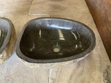 Handmade Natural Oval River Stone Bathroom Basin - Twin Set RM 2309006