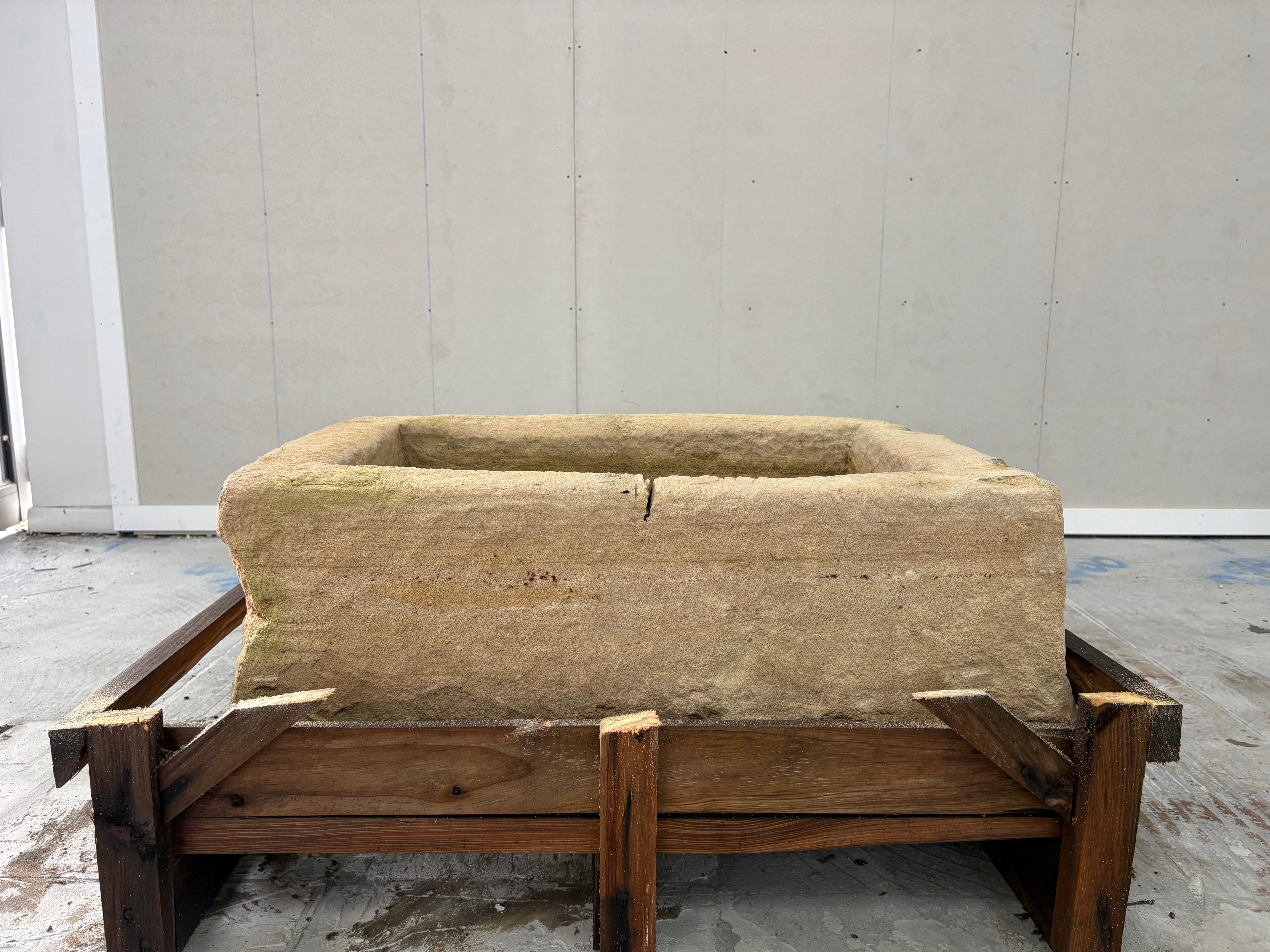Hand Chiselled Limestone Planter Pot - 240914 - 82x56x32cm