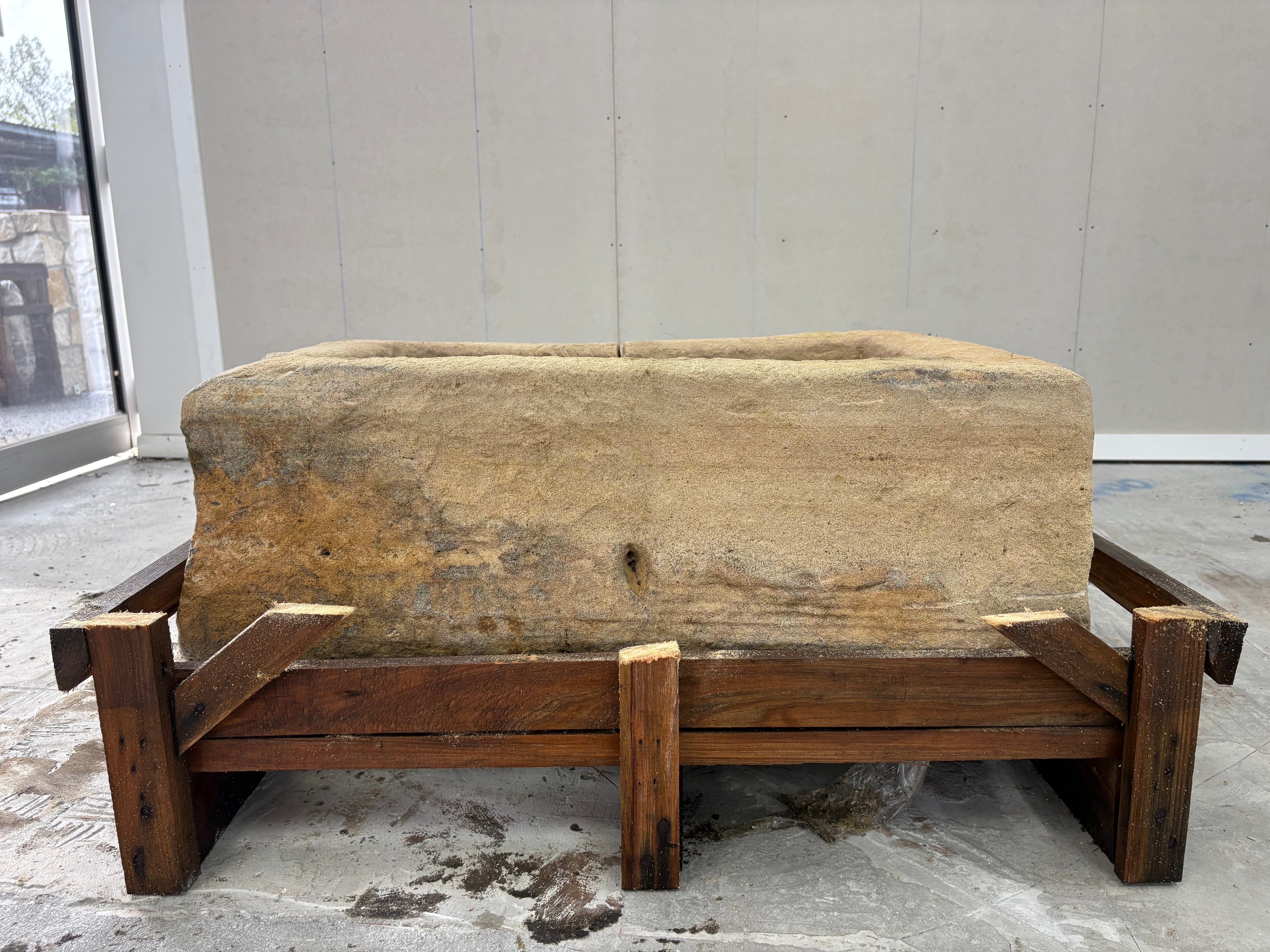 Hand Chiselled Limestone Planter Pot - 240914 - 82x56x32cm