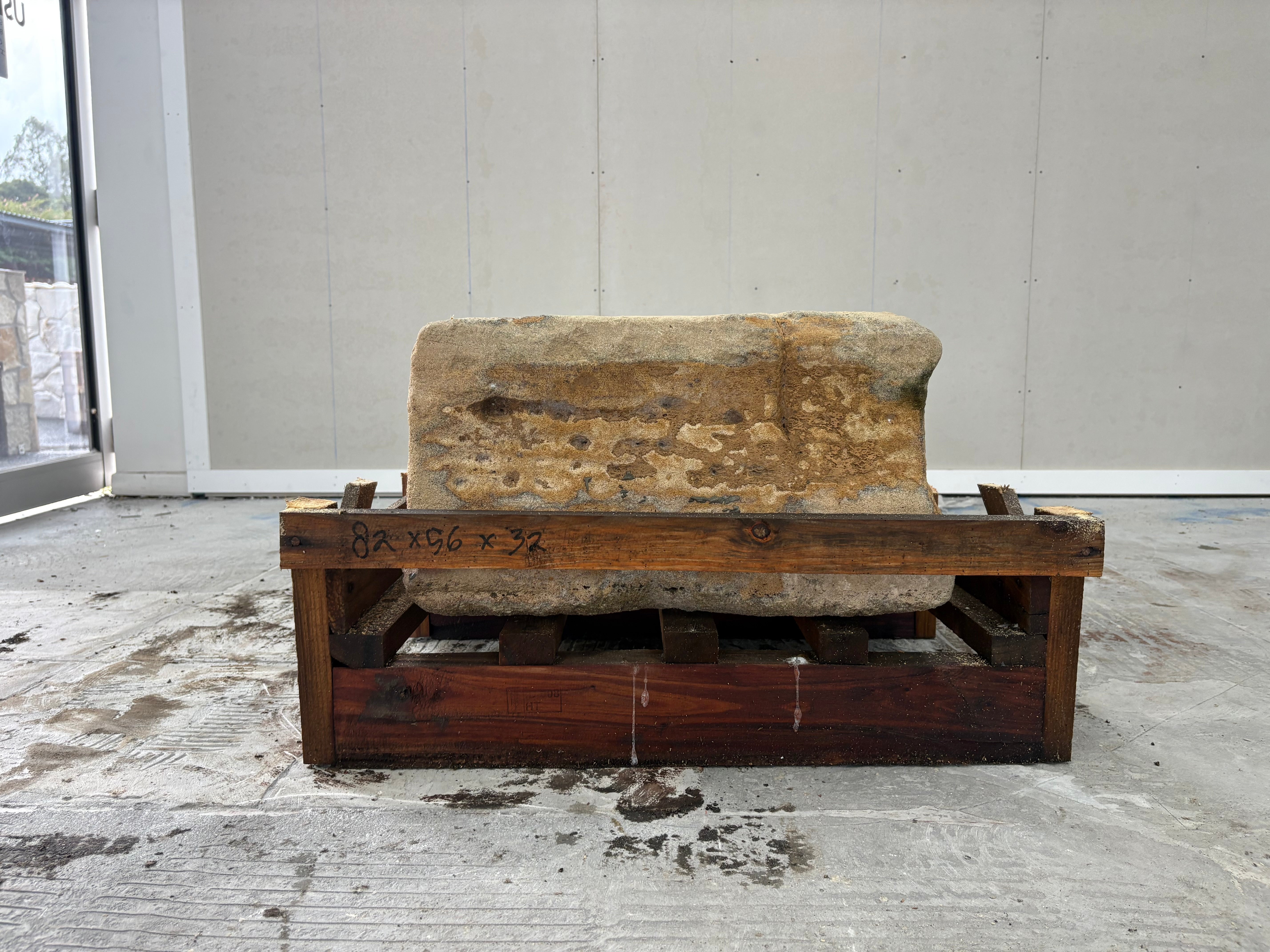 Hand Chiselled Limestone Planter Pot - 240914 - 82x56x32cm