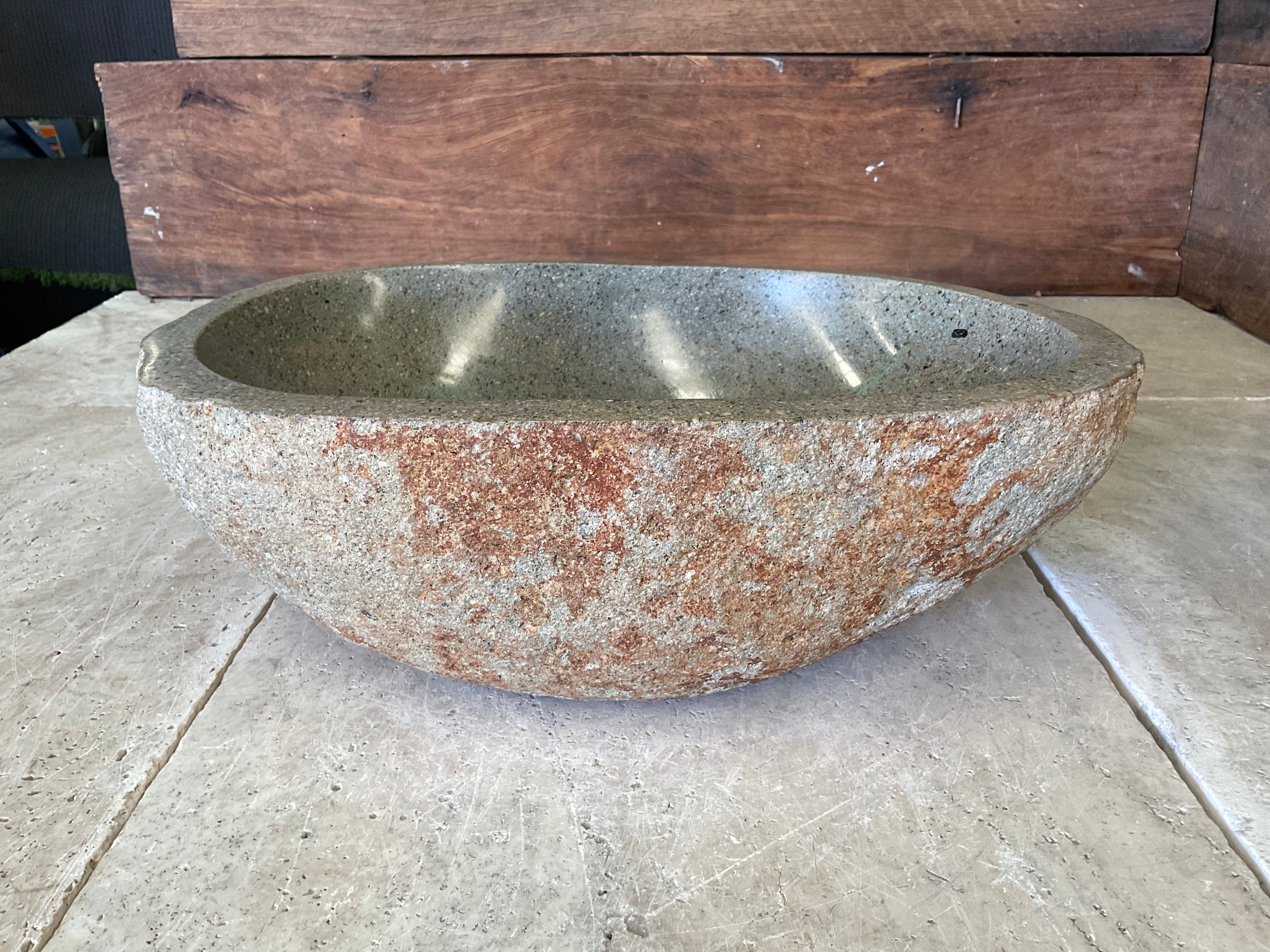 Handmade Natural Oval River Stone  Bathroom Basin  - RM 2310052