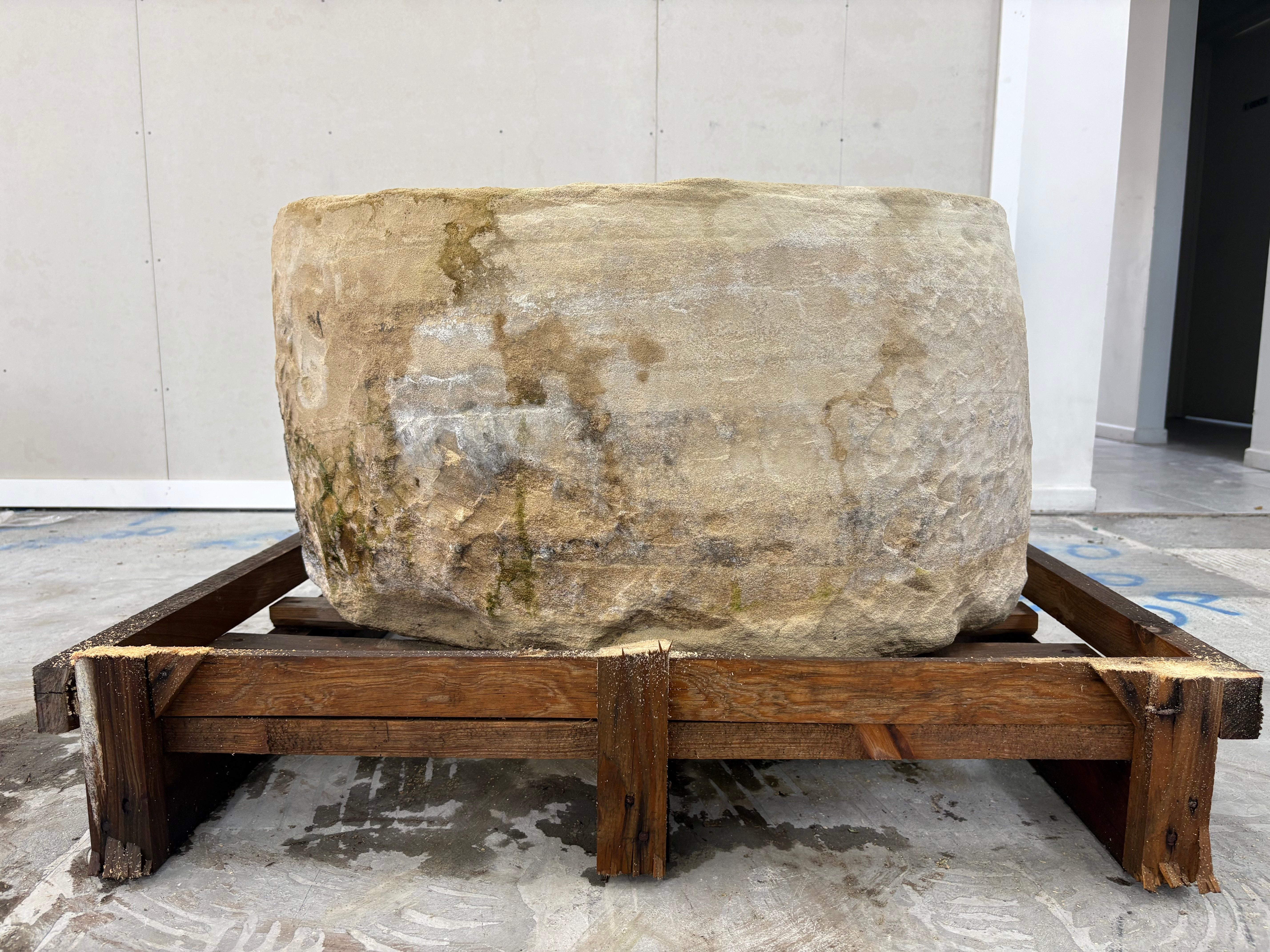 Hand Chiselled Limestone Planter Pot - 240904 - 81x63x44cm