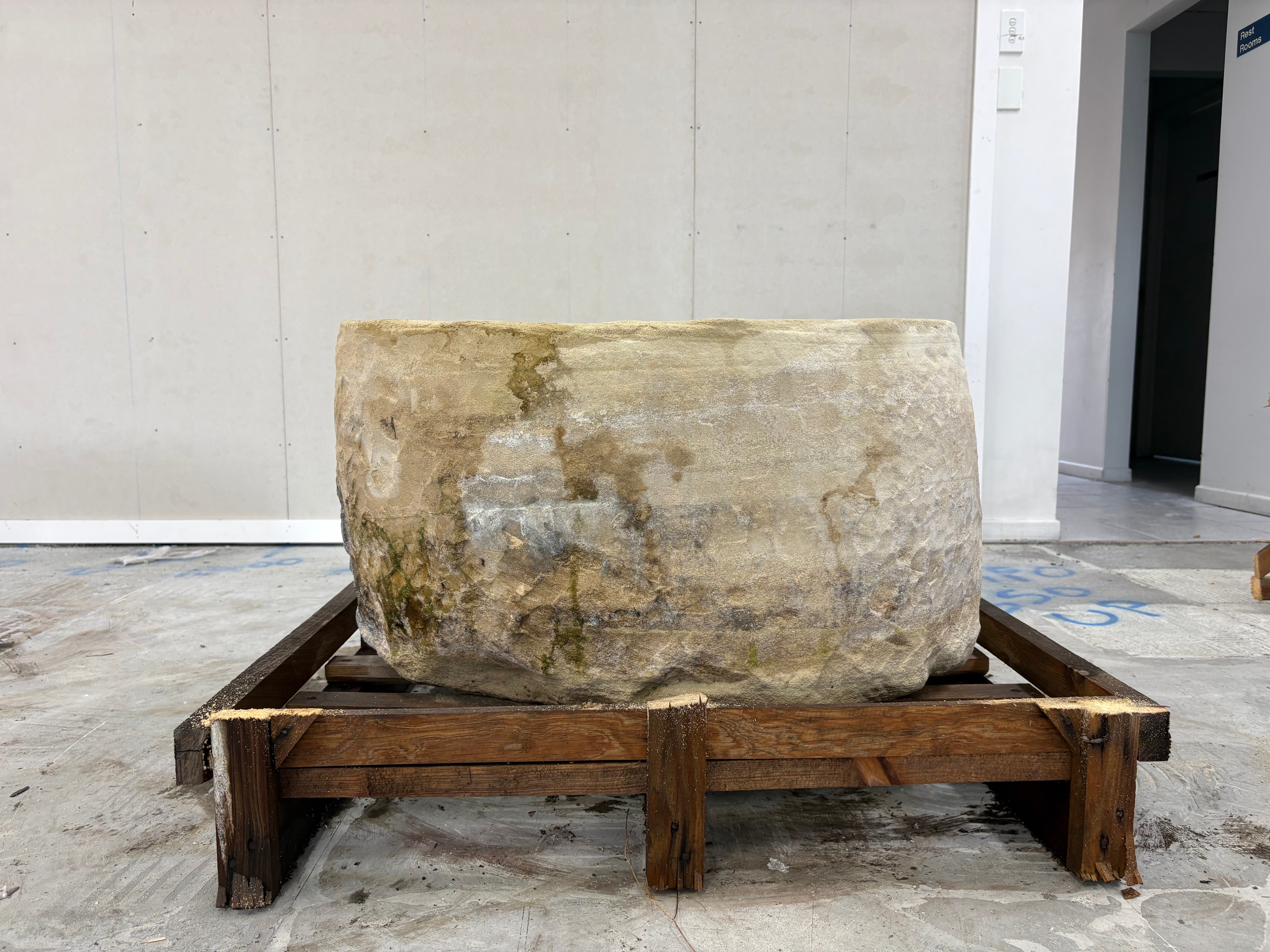 Hand Chiselled Limestone Planter Pot - 240904 - 81x63x44cm