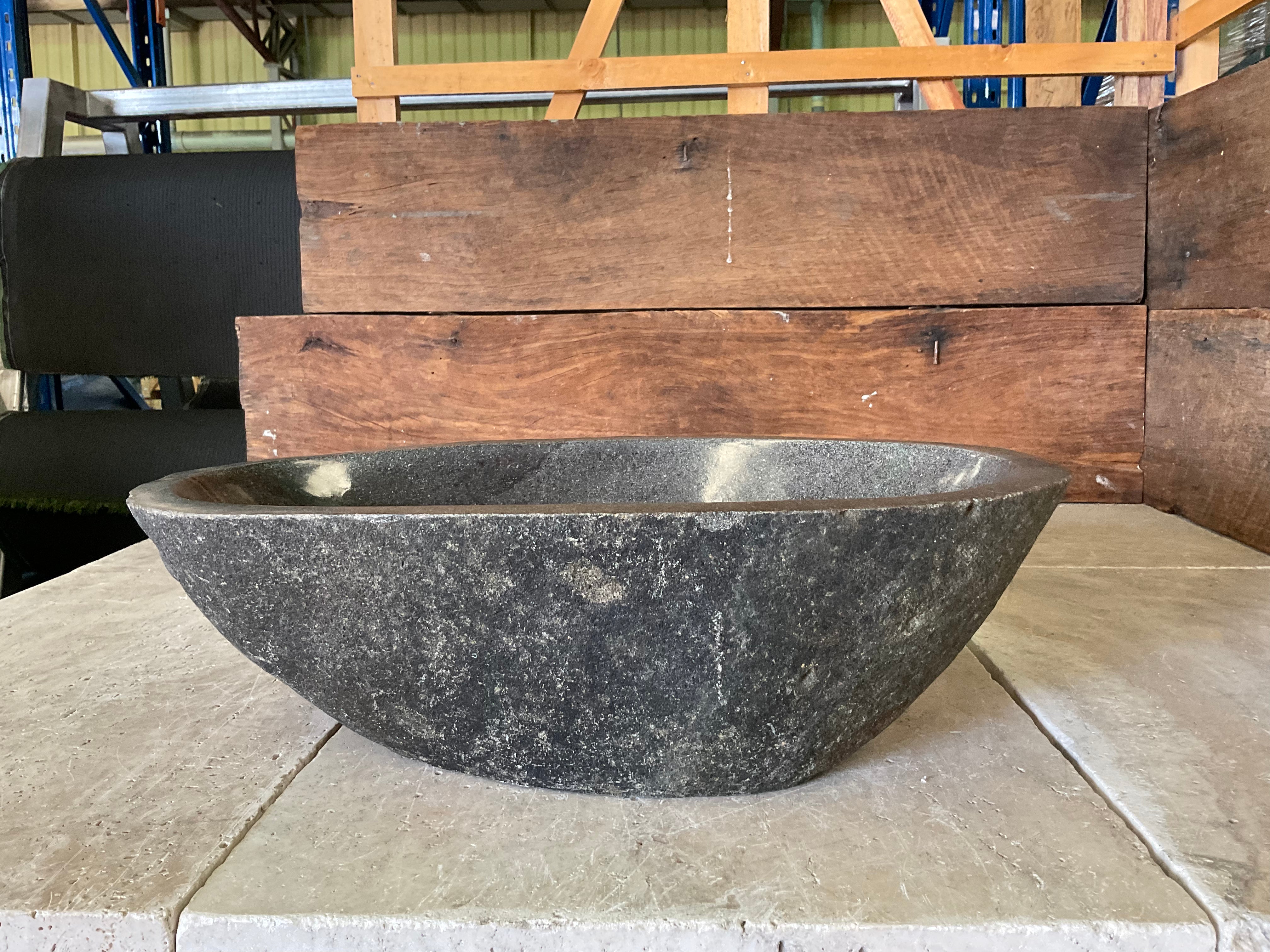 Handmade Natural Oval River Stone  Bathroom Basin  - RM 2310079